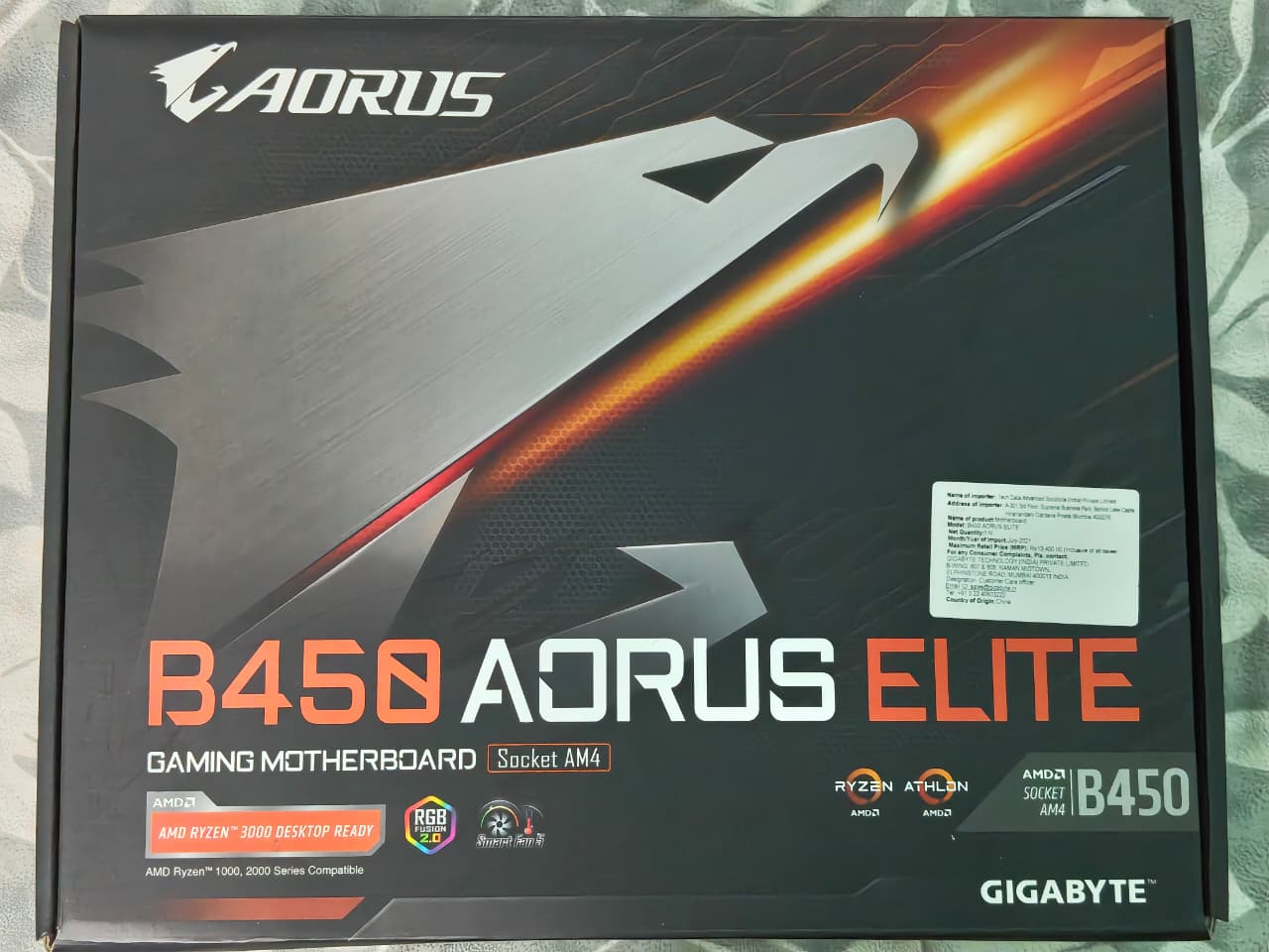 GIGABYTE B450 AORUS Elite ATX AM4 Socket DDR4 Used Motherboard