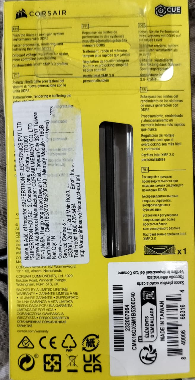 CORSAIR Vengeance 16GB (1x16GB) DDR5 DRAM 5200MHz Used RAM