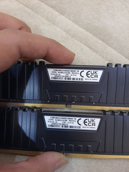 Corsair Vengeance LPX 64GB (32GB X 2) DDR4 3600MHZ CL18 Used RAM