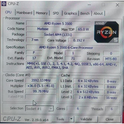 AMD RYZEN 5 3500 3.6 GHz Upto 4.1 GHz AM4 Socket 6 Cores 6 Threads Used CPU - Computify.in