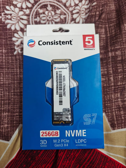 Consistent 256GB NVMe PCIe M.2 SSD 2280, 3D NAND with SLC Cache, Up to 2200MB/s Used SSD