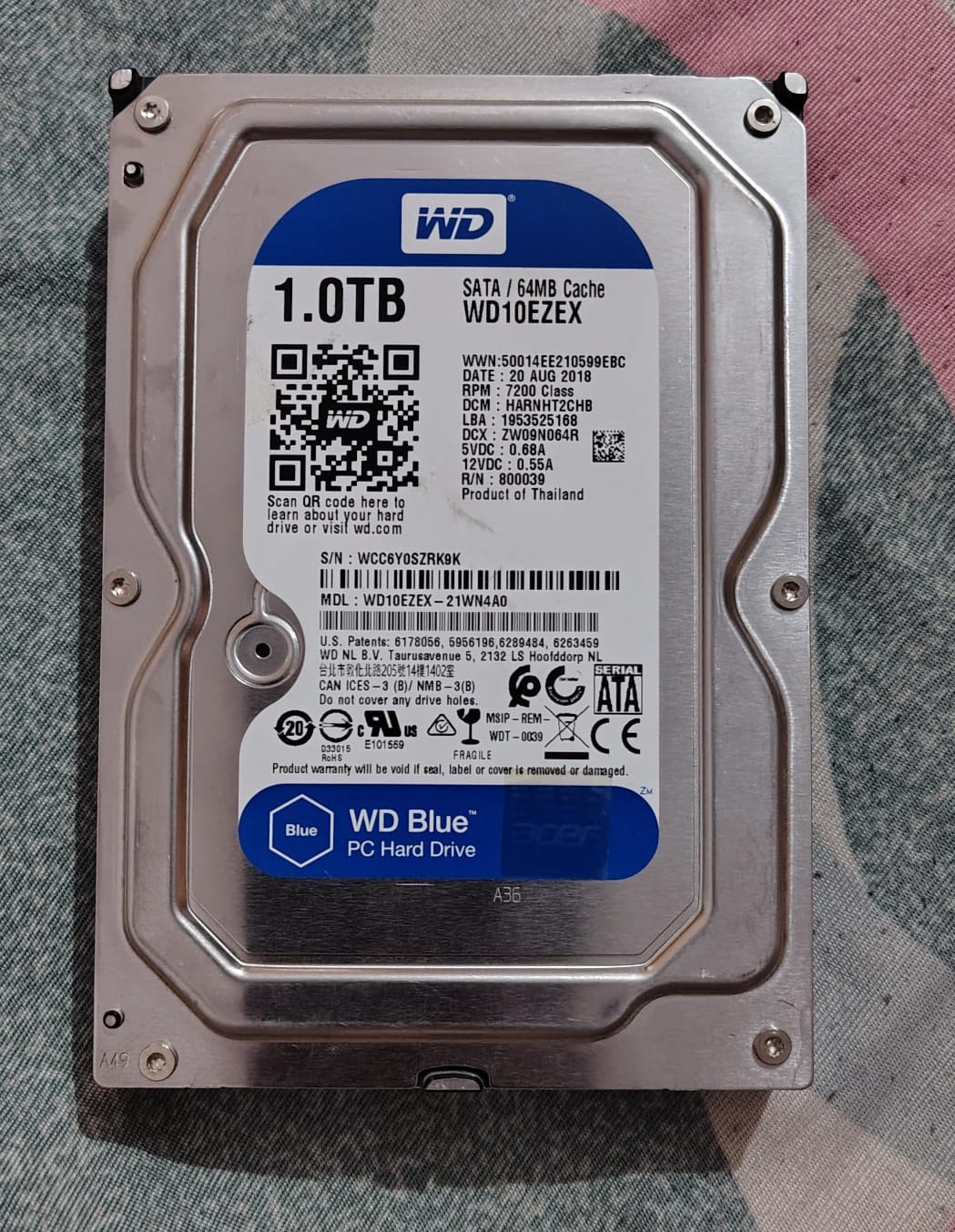 Western digital WD blue 1TB Internal HDD 3.5 inch  Used HDD