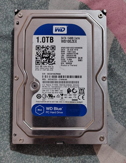 Western digital WD blue 1TB Internal HDD 3.5 inch  Used HDD
