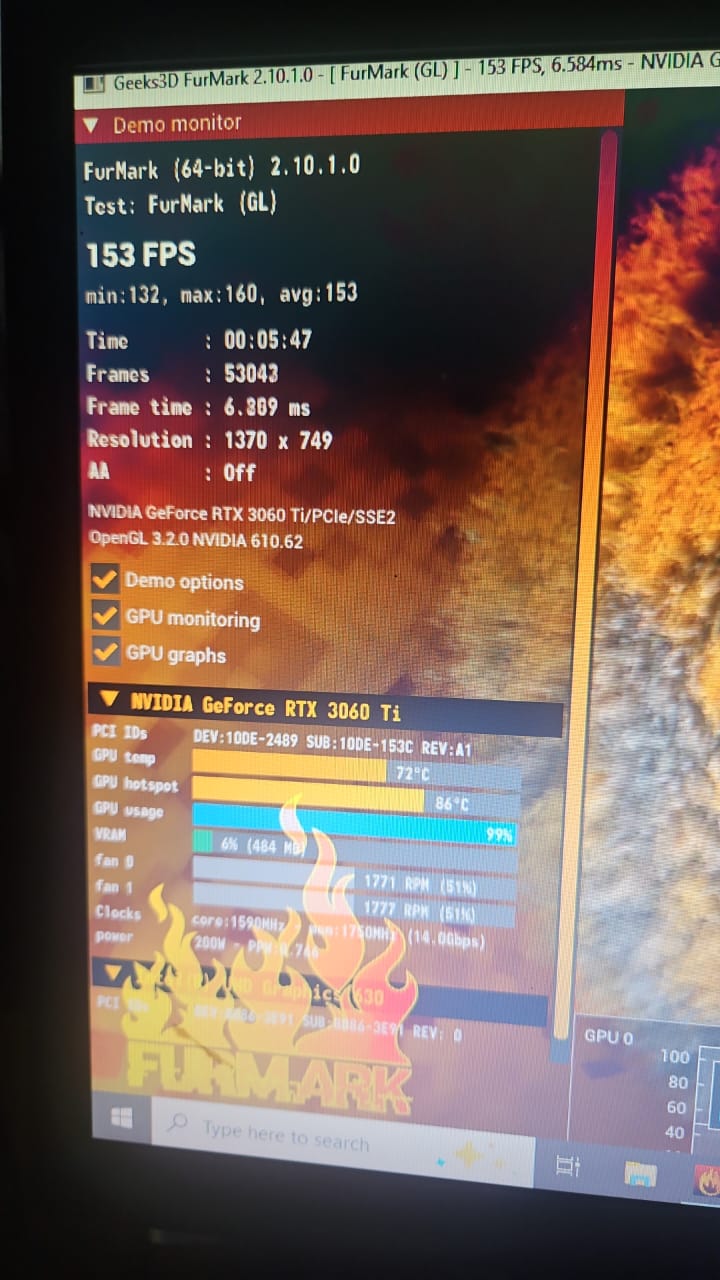 GALAX RTX 3060ti (1-Click OC) Edition 8GB Used GPU
