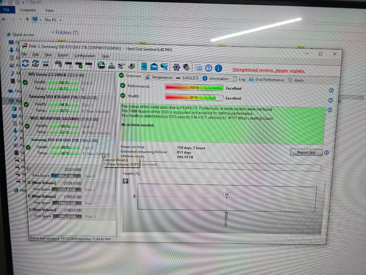 SAMSUNG 870 QVO SATA III 2.5" 2TB Internal SSD  Used SSD