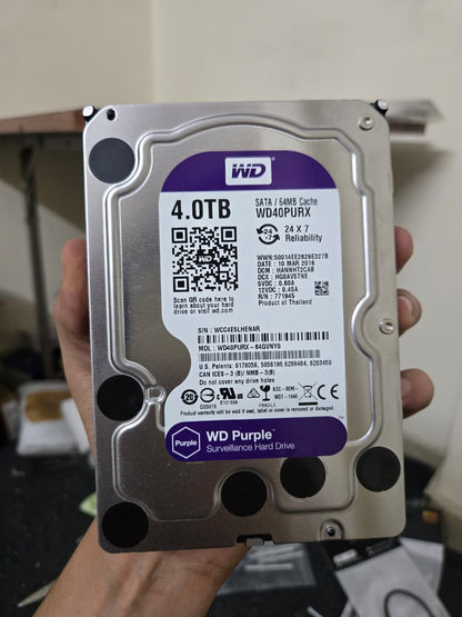 Western Digital 4TB WD Purple Surveillance 3.5 SATA 6 Gb/s PC Hard Drive Used HDD