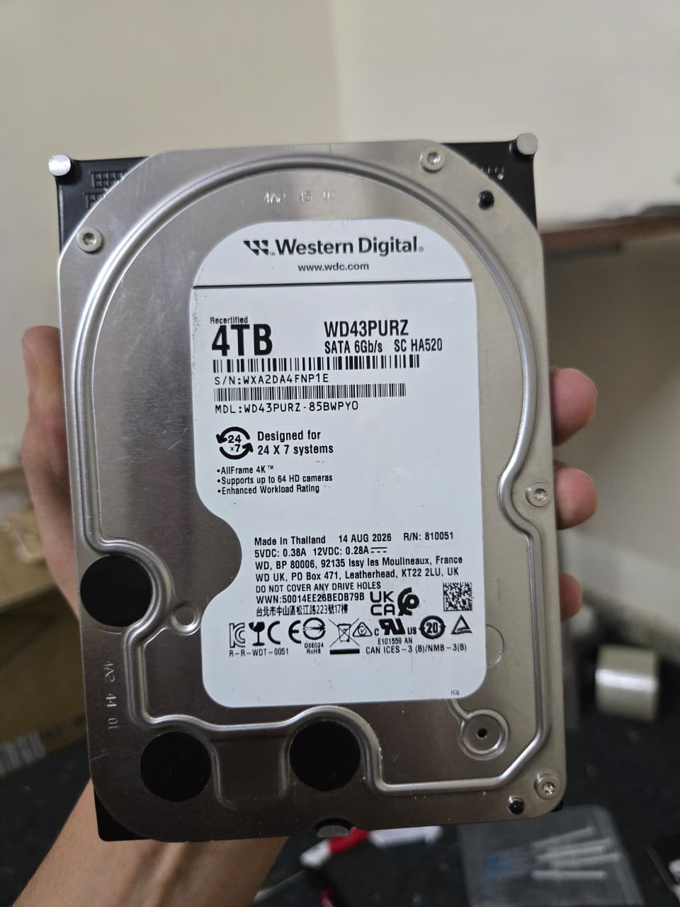 Western Digital 4TB WD Purple Surveillance 3.5 SATA 6 Gb/s PC Hard Drive Used HDD