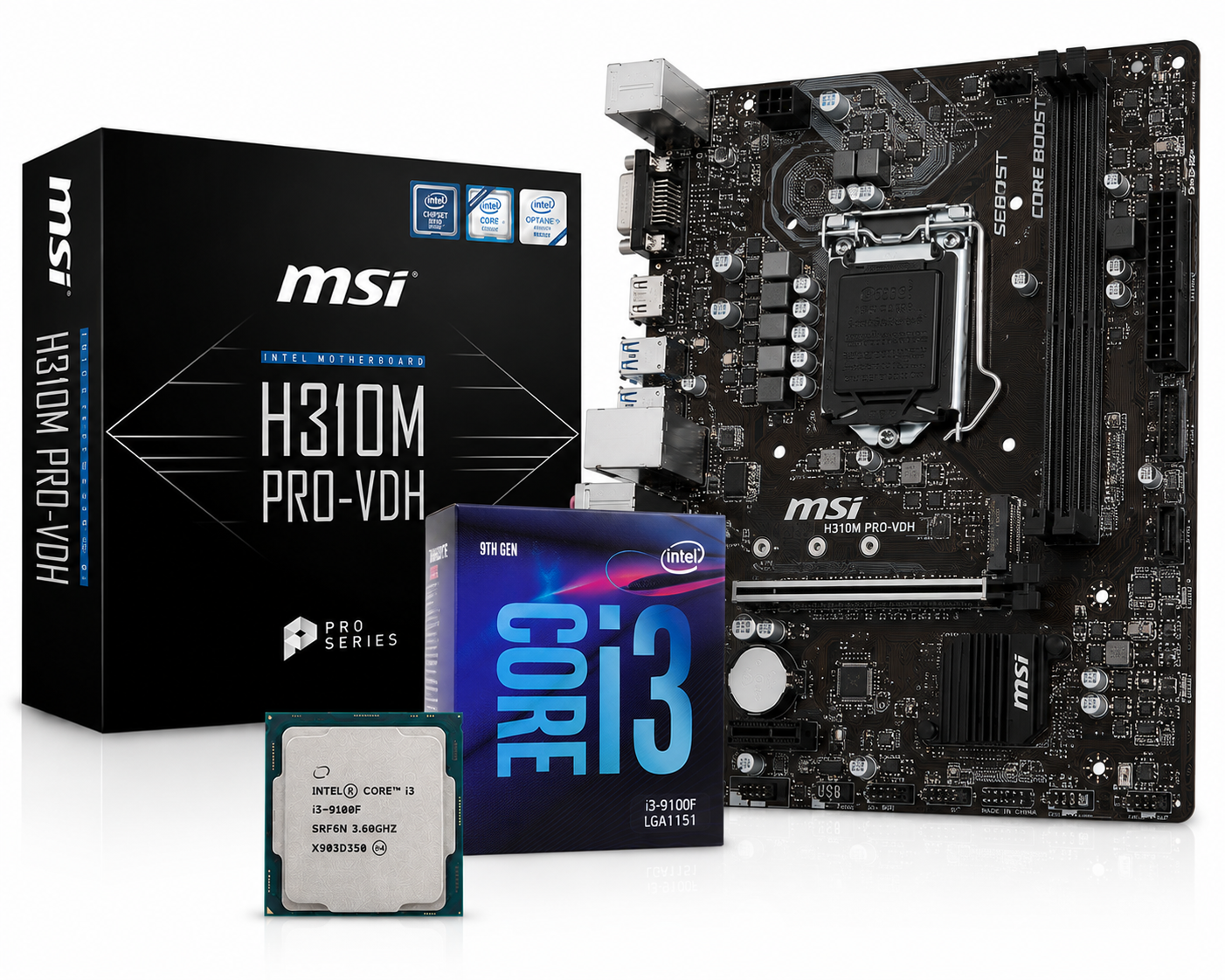 Intel Core i3-9100F + MSI H310M PRO VDH MOTHERBOARD (Processor+Motherboard) Used COMBO