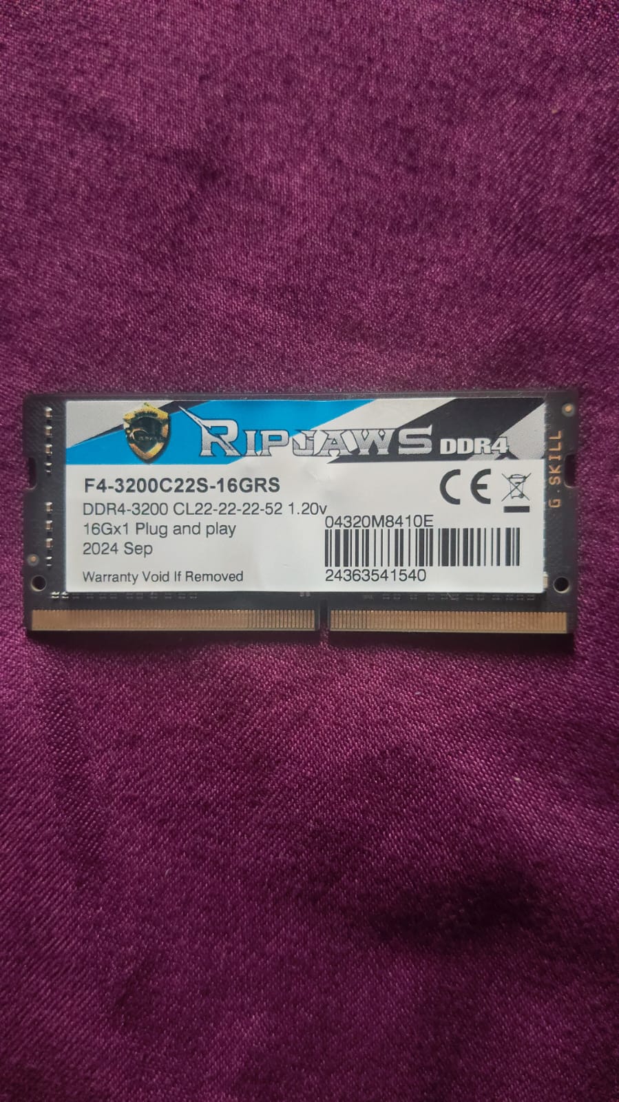 G.Skill RipJaws 16GB DDR4 3200 CL22 Used Laptop RAM