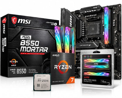 AMD Ryzen 7 3700X 8 Core 16 Threads + MSI B550 MORTAR + XPG 16GB D60G RGB (Processor+Motherboard+Ram) Used Combo