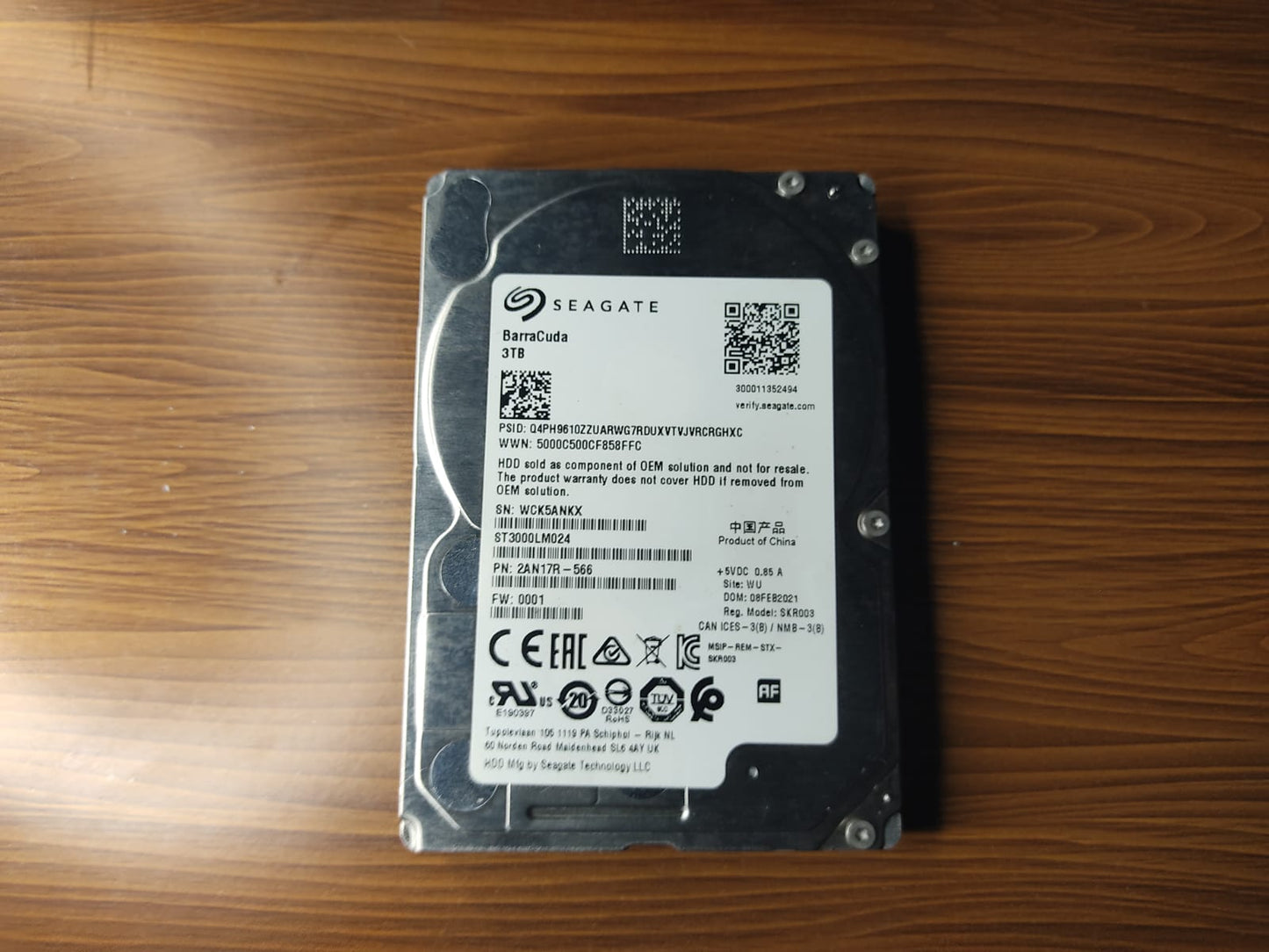 Seagate 3TB BarraCuda 5400 rpm SATA Internal HDD 2.5 inch Used HDD