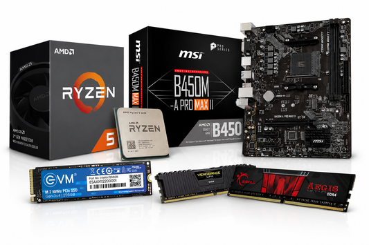 AMD Ryzen 5 2600 + MSI B450M-A PRO MAX II + 16GB Ram, 256GB SSD  (Processor+Motherboard+Ram+SSD) Used COMBO