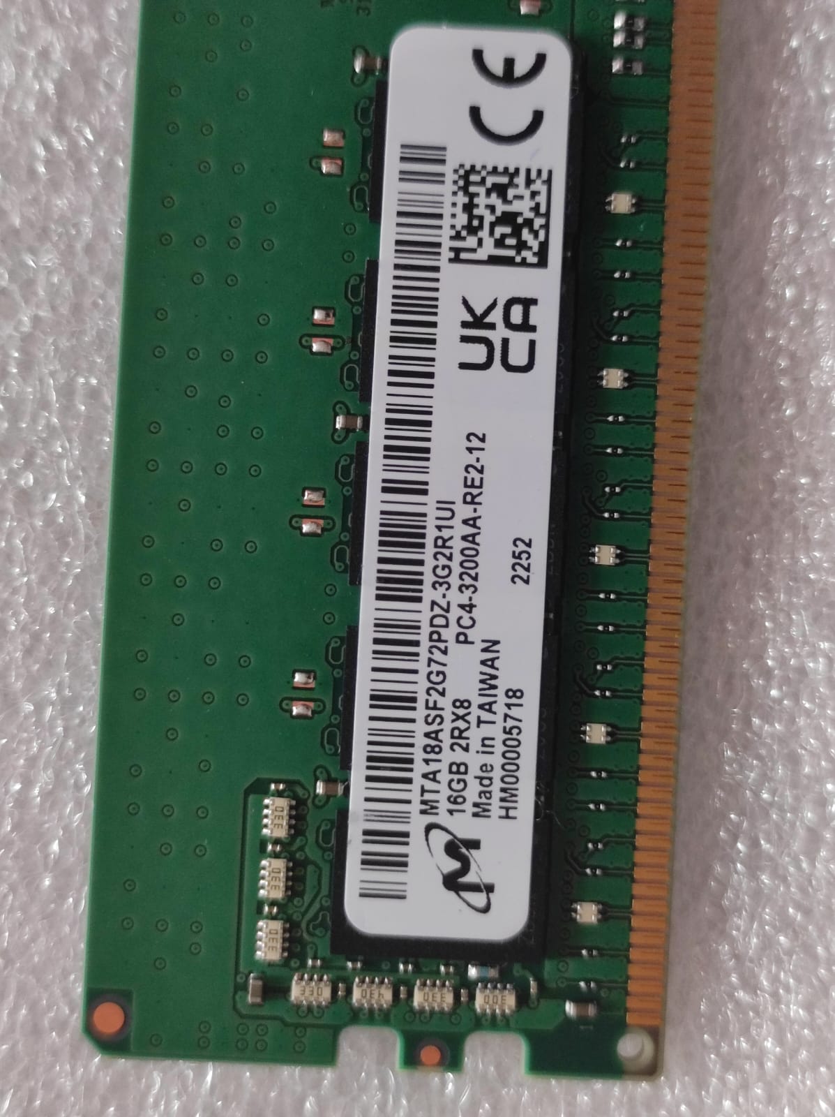 Micron 16GB DDR4 3200MHZ Desktop Used RAM