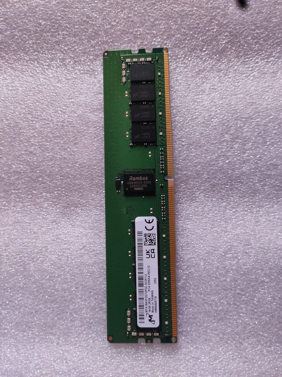 Micron 16GB DDR4 3200MHZ Desktop Used RAM