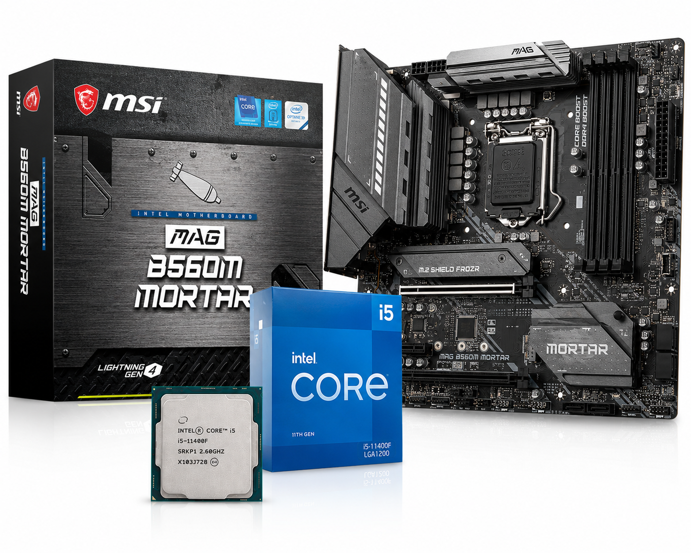 Intel Core i5-11400F + MSI MAG B560M Mortar (Processor+Motherboard) Used COMBO