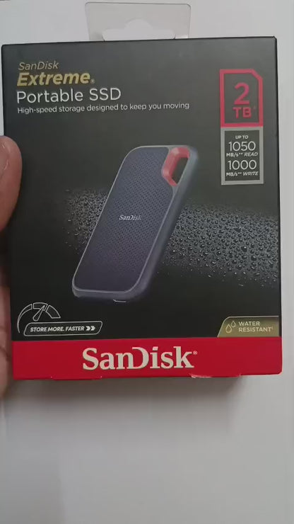 SanDisk 2TB Extreme Portable SSD, 1050MB/s Read speed, USB 3.2 Used SSD